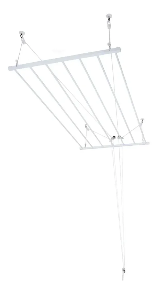Ver imagem 1 de Varal De Teto Tradicional 120cm x 09 Varetas - Em Alumínio Branco