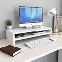 Ver imagem 3 de Suporte para Monitor MDF Duplo Mesa Notebook TV Home Office Base Decorativo