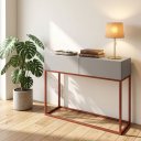 Ver imagem 1 de Aparador Buffet Pequeno Eros 90cm com 2 Gavetas para Cozinha Design Industrial com Pé de Ferro Cobre