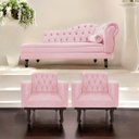 Ver imagem 2 de Kit Diva Recamier Diana 160cm Lado Esquerdo e 02 Poltronas Classic Suede Rosa Bebê - ADJ Decor