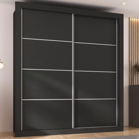 Guarda-roupas Casal 2 Portas de Correr 4 Gavetas Chicago Multimóveis Mp4315 Preto