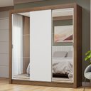 Ver imagem 1 de Guarda-roupa Casal 3 Portas de Correr com Espelhos Rustic/branco Nobre Madesa Rustic/branco