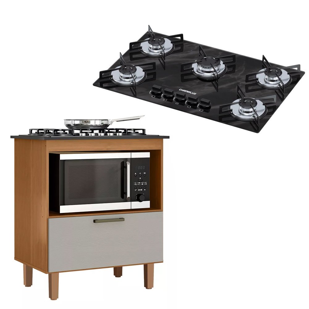 Kit Balcão Cooktop Zanzini Italia Cinamomo/areia 1 Porta e Fogão ...