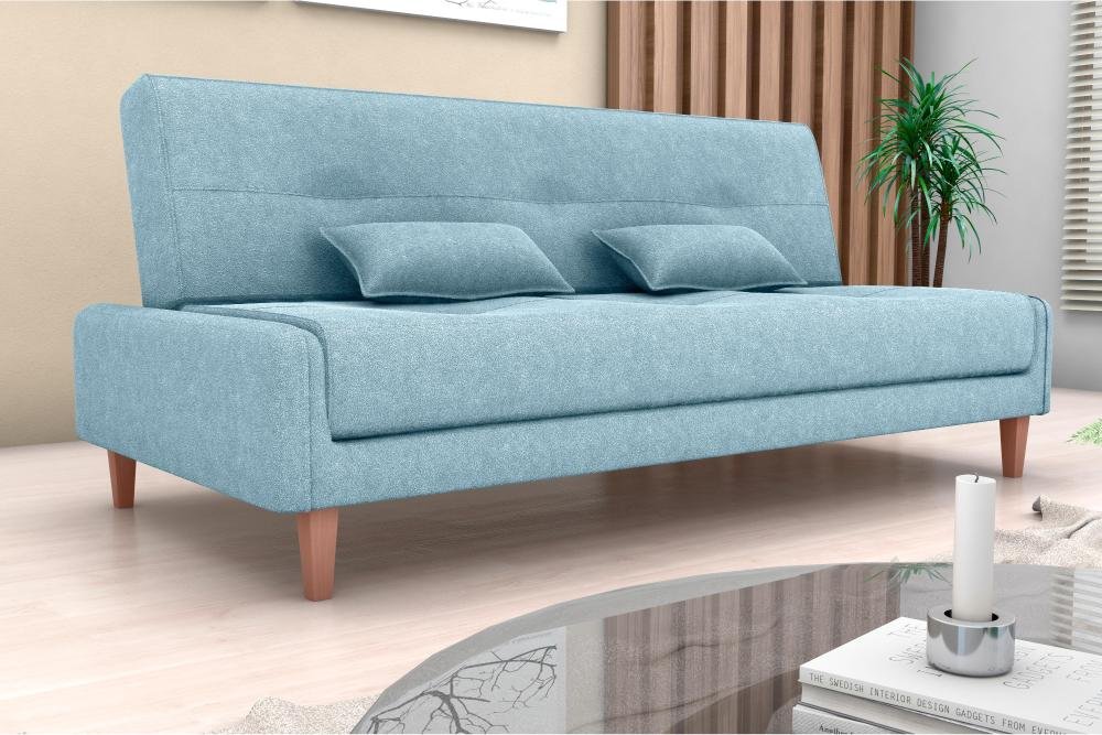Sofá Cama 3 Lugares 1,90 Mts Blanca Matrix Azul | MadeiraMadeira
