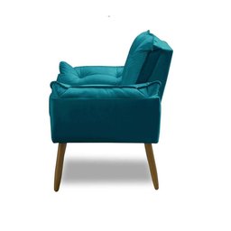 Kit 2 Poltronas para Sala Decorativa Opala Pés Madeira Suede Azul Turquesa Império Decor - 5