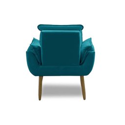 Kit 2 Poltronas para Sala Decorativa Opala Pés Madeira Suede Azul Turquesa Império Decor - 6