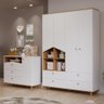 Jogo de Quarto Infantil Casinha Guarda Roupa e Cômoda 1 Porta Branco/nature - Permóbili Baby - 2