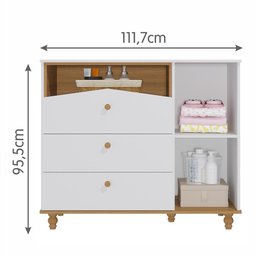 Jogo de Quarto Infantil Casinha Guarda Roupa e Cômoda 1 Porta Branco/nature - Permóbili Baby - 7