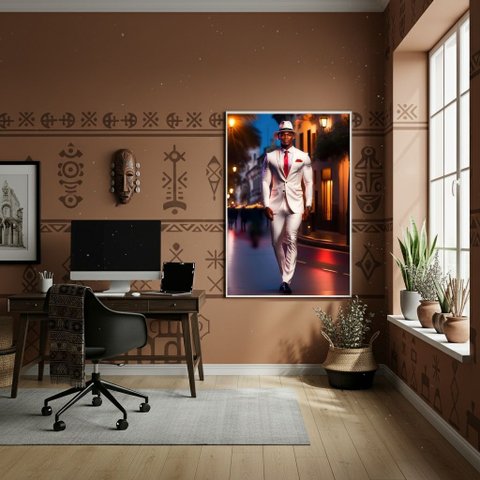 Quadro Decorativo Zé Pretinho da Umbanda - 70x50cm:moldura Preta