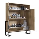Ver imagem 4 de Armário Sapateira para Quarto Organização Calçados 96cm Oak Metal Preto Industrial Placa e Ponto