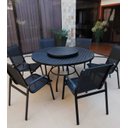 Ver imagem 3 de Jogo de Mesa Giratória 1,40m + 6 Cadeiras Preta Piscina Jantar Jardim