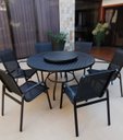Ver imagem 3 de Jogo de Mesa Giratória 1,40m + 6 Cadeiras Preta Piscina Jantar Jardim