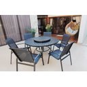 Ver imagem 4 de Jogo de Mesa Giratória 1,40m + 6 Cadeiras Preta Piscina Jantar Jardim