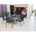 Ver imagem 2 de Jogo de Mesa Giratória 1,40m + 6 Cadeiras Preta Piscina Jantar Jardim