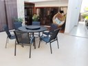 Ver imagem 2 de Jogo de Mesa Giratória 1,40m + 6 Cadeiras Preta Piscina Jantar Jardim