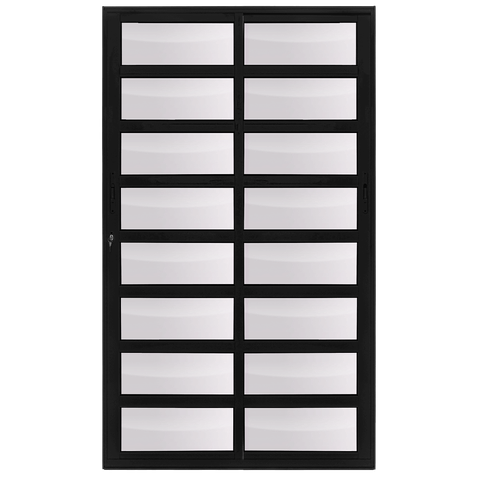 Porta de Correr Alumínio Preto Travessa 02 Folhas Maxx