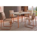 Ver imagem 1 de Conjunto: Mesa de Cozinha Stellar 1598 Aço C/ Tampo Madeirado 120x80cm e 4 Cadeiras Soft Rose/petra