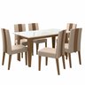 Conjunto Sala de Jantar 6 Cadeiras Tampo Retangular 160cm com Vidro Liz Carvalho Off White Linea Mar - 1