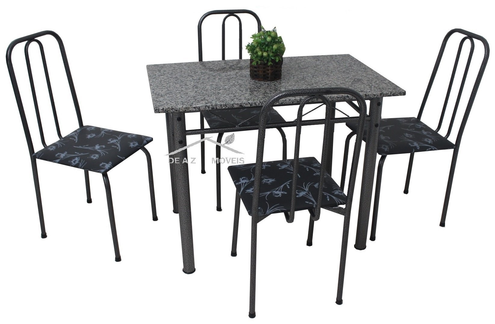Conjunto Mesa de Jantar de cozinha em aço com 4 cadeiras POP tampo de granito verdadeiro 15mm cor da - 5