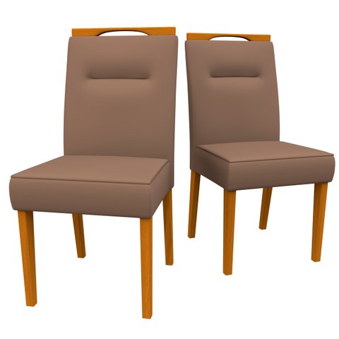 Conjunto Com 2 Cadeiras Estofadas Lectus Cor Ype Camursa Marrom New Ceval 13040-311 - YPE/LUX