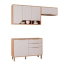 Ver imagem 2 de Cozinha Modulada 3 Peças com 1 Balcão e 2 Armários Aéreo Celeste Cinmomo/Offwhite