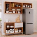Ver imagem 4 de Cozinha Modulada 3 Peças com 1 Balcão e 2 Armários Aéreo Celeste Cinmomo/Offwhite