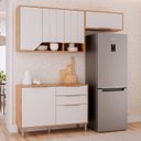 Ver imagem 1 de Cozinha Modulada 3 Peças com 1 Balcão e 2 Armários Aéreo Celeste Cinmomo/Offwhite