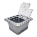 Ver imagem 4 de Conj 10 Cuba Gastronômica 1/6x100 Plástica Abs Cinza Tampa Transparente Dobradiça Sb + Colher