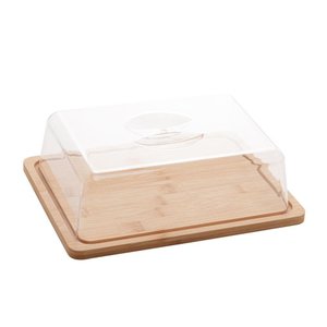 Prato para Frios de Bambu e Tampa de Plástico 24x18,5x7,5