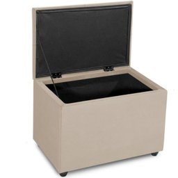 Puff Baú 60cm Porta Treco Madeira Veludo Estofado Premium - 2