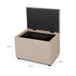 Puff Baú 60cm Porta Treco Madeira Veludo Estofado Premium - 3