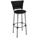 Ver imagem 3 de Kit 4 Banquetas Altas Prata com Encosto Junco Preto Assento Preto