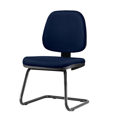 Cadeira Job Assento Crepe Azul Escuro Base Fixa Preta - 54566