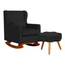 Ver imagem 1 de Poltrona C/ Puff Balanço Amamentação Aurora Suede Preto - Lm Decor