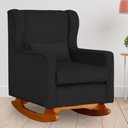 Ver imagem 2 de Poltrona C/ Puff Balanço Amamentação Aurora Suede Preto - Lm Decor