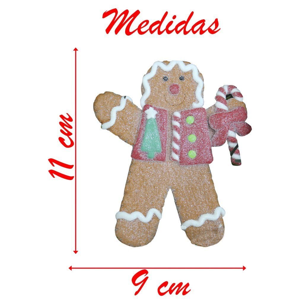 Kit 6 Enfeites Pendente para Árvore de Natal Biscoito Ginger 11cm - 2