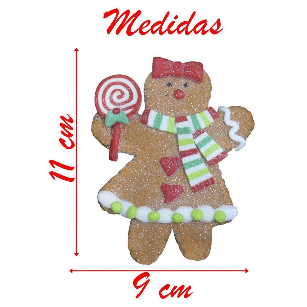 Kit 6 Enfeites Pendente para Árvore de Natal Biscoito Ginger 11cm - 3