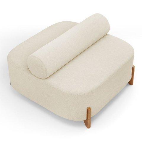 Sofá Ilha Orgânico Living Evo 125cm 02 Lugares Bouclê Bege - Desk Design