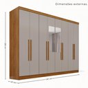 Ver imagem 4 de Guarda-Roupa Casal com Espelho 8 Portas 241cm Multimóveis Cinamomo/Off White