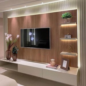 Kit 8 Placas Painel Ripado Revestimento Parede Encaixe Interno Impermeavel Decoração 50cmx50cm 3d Pv