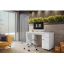 Ver imagem 1 de Escrivaninha Office Malta Lukaliam com Gaveta com Chave Rodízios Tampo 25mm 1,35m:branco