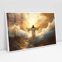 Ver imagem 2 de Quadro Decorativo Jesus sobre As Águas em Fúria Sala Quarto Casa Escritório