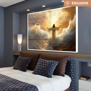 Quadro Decorativo Jesus sobre As Águas em Fúria Sala Quarto Casa Escritório