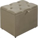 Ver imagem 1 de Puff Baú Organizador Atena Estofado Capitonê Veludo Bege