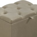 Ver imagem 3 de Puff Baú Organizador Atena Estofado Capitonê Veludo Bege