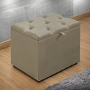 Ver imagem 2 de Puff Baú Organizador Atena Estofado Capitonê Veludo Bege