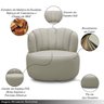 Conjunto Sala de Estar Mariele Poltrona Base Giratória Aço com Puff Couro Bege - 4