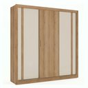 Ver imagem 2 de Guarda-Roupa Casal 3 Portas de Correr 4 Gavetas 227 x 230cm Ibiza Yescasa Cappuccino/Off White