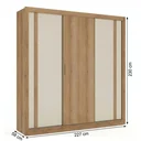 Ver imagem 3 de Guarda-Roupa Casal 3 Portas de Correr 4 Gavetas 227 x 230cm Ibiza Yescasa Cappuccino/Off White