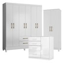 Ver imagem 1 de Guarda Roupa Casal Panamá com Cômoda Vênus e Armário Multiuso Jade Branco Brilho– Moval